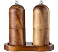 Manual Wood Pepper Grinder Adjustable Coarseness(2pcs +base)