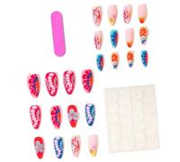 Manucure à pression Color Splash avec illustrations inspirées de la côte, faux conseils en forme d ' amande, paquet de 24 pièces avec 12 tailles pour des looks prêts à prendre en photo
