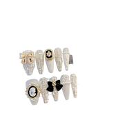 Manucure améliorant le tempérament, manucure portant un produit fini personnalisé à la main faux ongles explosions d'armure de laine de gypse rétro Joker détachable.(XS)