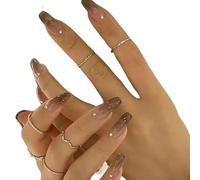 Manucure d'amélioration du tempérament, faux ongles personnalisés à la main patch fée brouillard glace grise à travers le produit fini de manucure dégradé.(M)