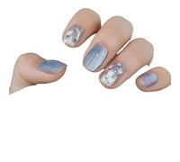 Manucure de tempérament, ongles purs portés à la main, patch à ongles détachable blanc de tempérament court doux.(XS)