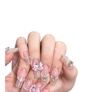 Manucure de tempérament, patch à ongles for fille candyman à nœud blanc fait à la main portant l'ongle fini.(S)