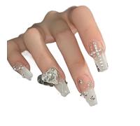Manucure de tempérament, patch for ongles fait à la main, produit fini en chaîne dégradé blanc laiteux peut être démonté et répété.(S)