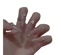 Manucure qui améliore le tempérament, manucure à porter à la main, clou de mariée en diamant, patch de faux ongles fini amovible.(XS)