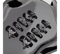 Manucure qui améliore le tempérament, papillon de nuit glamour rétro punk portant à la main un autocollant de faux ongles de manucure fini.(XS)