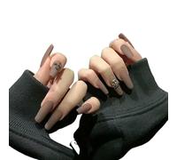 Manucure qui rehausse le tempérament, manucure personnalisée à la main, nouveau clou en métal mat foncé en automne et en hiver, style campus minimaliste, blanc et détachable.(L)