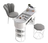 Manucure Table Station Élégant Fonctionnel, Maquillage Habillage Nail Tech avec Tiroirs de Rangement & Étagères Ouvertes, Professionnel Beauté des Ongles Salons Détaillants Co