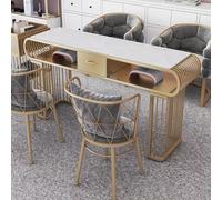 Manucure Table Station marbre ongle, Travail de l’ongle du Cadre en métal Or, Travail de l’ongle élégant à Double Couche, Salon de manucure, équipement d’équipement de Salon de beauté ongl