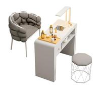 Manucure Table Station Ongle Professionnel avec dépoussiéreur électrique et Lampe LED - Bureau Moderne pour la beauté Spa Nail Tech Travail avec tiroirs et Maquillage en Bois