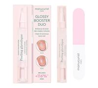 Manucurist Glossy Booster Duo - Soin Ongle Exfoliant Peeling Glycolique & Polissoir - Kit Manucure Ongles Naturels Brillants sans Vernis - Brillance Instantanée - Nail Care