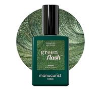 Manucurist Green Flash Vernis Semi Permanent Vert Nacré Groove | Vernis Gel UV Semi Permanent Vernis à Ongles Retrait peel-off 84 % Biosourcé Vegan Fabriqué en France 15 ml
