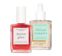 Manucurist Healthy Glow Duo - Vernis à Ongles Soin Reparateur Active Glow Raspberry & Serum Complet Ongles & Cuticule - 2 en 1 Vernis & Fortifiant Ongle Abime - Vegan & Made in France