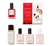Manucurist Système Green™ Rouge (Poppy Red) - Kit Manucure Professionnel Vegan : 1 Dégraissant, 1 Base Coat, 1 Vernis à Ongles Poppy Red, 1 Top Coat, Gouttes Séchantes - Coffret Cadeau Femme Noel