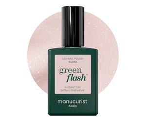Manucurist Vernis Semi Permanent Blanc Irisé Green Flash Gloss - Vernis Gel Ongle UV Semi Permanent & LED - 12-Free, Bio Sourcé (84%) - Manucure Professionnelle - 15 ml