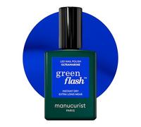 Manucurist Vernis Semi Permanent Bleu Électrique Green Flash Ultramarine - Vernis Effet Gel Ongle UV Semi Permanent & LED - 12-Free, Bio Sourcé (84%) - Manucure Professionnelle - 15 ml