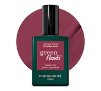 Manucurist Vernis Semi Permanent Bordeaux Prune Green Flash - Vernis Effet Gel Ongle UV Victoria Plum - 12-Free, Bio Sourcé (84%) - Fabriqué en France - 15 ml