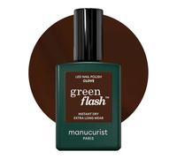Manucurist Vernis Semi Permanent Marron Chocolat Green Flash Clove - Vernis Gel Ongle UV Semi Permanent & LED - 12-Free, Bio Sourcé (84%) - Manucure Professionnelle - 15 ml