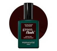 Manucurist Vernis Semi Permanent Noir Green Flash Hollyhock - Vernis Gel Ongle UV Semi Permanent & LED - 12-Free, Bio Sourcé (84%) - Manucure Professionnelle - 15 ml