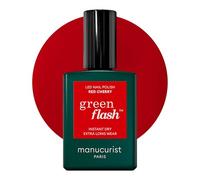 Manucurist Vernis Semi Permanent Rouge Green Flash Red Cherry - Vernis Effet Gel Ongle LED - 12-Free, Bio Sourcé 84% - Manucure Professionnelle - 15 ml - Idee Cadeau Femme Saint Valentin