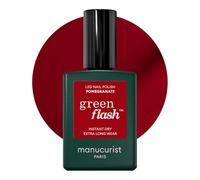 Manucurist Vernis Semi Permanent Rouge Grenade Green Flash Pomegranate - Vernis Gel Ongle UV Semi Permanent & LED - 12-Free, Bio Sourcé (84%) - Manucure Professionnelle - 15 ml