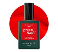 Manucurist Vernis Semi Permanent Rouge Orangé Green Flash Lava - Vernis Gel Ongle UV Semi Permanent & LED - 12-Free, Bio Sourcé 84% - Manucure Professionnelle - 15 ml