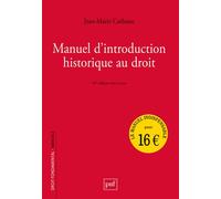 Manuel d'introduction historique au droit - Jean-Marie Carbasse - Puf - broché - Scolaire / Universitaire