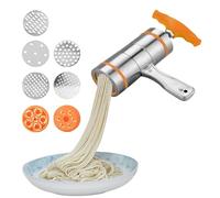 Manuel du fabricant de pâtes - presser de nouilles à main, machine à pression rapide avec 7 moules, conception en acier inoxydable durable, outil de spaghetti fait maison facile | Accessoire de cuisin