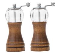 Manuel du moulin à sel et à poivre |.Ensemble de moulins sel et poivre manuel | Moulin en bois avec pot réglable en céramique en verre, Kit rétro