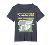 Manuel Technique des Agents Thunderbird 2 et Firefly T-Shirt, Femme Grandes Tailles, Bleu Chiné, 2X