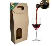 Manuela Lot de 5 boîtes en carton marron Genérico pour 2 bouteilles de vin 9 x 18 x 38,5 cm