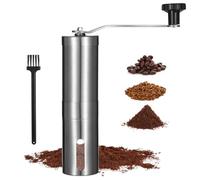Manuelle Kaffeemühle aus Edelstahl, konischer Keramikmahler, präzise Einstellung und tragbares Format, mit Bürste, gleichmäßiger Mahlgrad für Kaffeebohnen, Gewürze, Kräuter