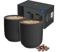 ¿ Manufacture Collier Noir Ensemble De Mugs De 2 Pièces, Porcelaine Premium, Noir Mat