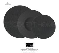 Villeroy & Boch - Manufacture Rock Assiette À Pizza, Porcelaine Premium, Résistant Au Lave-Vaisselle Et Au Four À Micro-Ondes, Noir