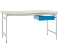 Manuflex BB5247.7035 Table dappoint complète BASE stationnaire avec plaque en plastique + plateau à tiroir simple, L x P x H : 1250 x 800 x 780 mm gris clair