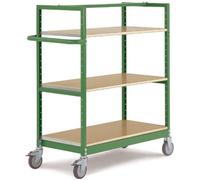 Manuflex Chariot à étagères VARIMOBIL 1030 x 1030 x 600 mm avec 2 tablettes 44, châssis galvanisé : RAL2001 orange-rouge, capacité de charge 500 kg, avec poignée de