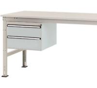 Manuflex ZB4514.7035 Châssis fixe, hauteur utile 300 mm avec 2 tiroirs. Pour une profondeur de table de 1200 mm