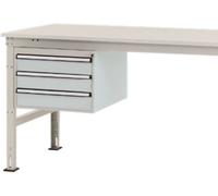 Manuflex ZB4613.7035 Châssis fixe, hauteur utile 300 mm avec 3 tiroirs. Pour profondeur de table 1000 mm