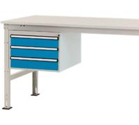 Manuflex ZB4614.5012 Châssis fixe, hauteur utile 300 mm avec 3 tiroirs. Pour une profondeur de table de 1200 mm