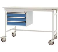 Manuflex ZB4632.0002 Châssis mobile, hauteur utile 3 tiroirs mm avec combinaison de couleurs HF0002 = corps gris clair RAL 7035 et tiroirs bleu brillant RAL