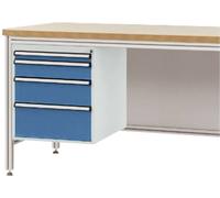 Manuflex ZB4775.0002 Boîtier pour table de travail ALU, hauteur utile 500 mm avec 4 tiroirs, pour profondeur de table 600 mm