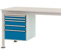 Manuflex ZB4864.0002 Châssis fixe, hauteur utile 500 mm avec 5 tiroirs. Pour une profondeur de table de 1200 mm