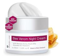 Manuka Lane Crème de nuit au venin d'abeille pour le visage et le cou avec huile d'amande douce, huile de noyau, extraits de plantes et vitamine E | Formule à base de plantes | Soigneusement formulée