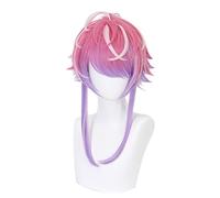 MANUKS Perruque Anime Cosplay pour Amemura Ramuda Perruque,Pink Mix Purple Short Perruque Cheveux synthétiques,Halloween Costume Cosplay,pour Fête Carnaval Noël
