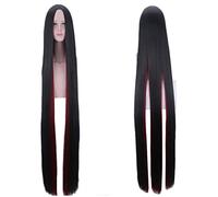 MANUKS Perruque Anime Cosplay pour Bort Perruque,1.5M Long Straight Black and Red Perruque Cheveux synthétiques,Halloween Costume Cosplay,pour Fête Carnaval Noël