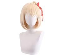 MANUKS Perruque Anime Cosplay pour Chisato Nishikigi Perruque,Yellow Bob Perruque Cheveux synthétiques,Halloween Costume Cosplay,pour Fête Carnaval Noël