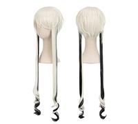 MANUKS Perruque Anime Cosplay pour Ghost Quartz Perruque,Mixed Colour Long Curly Perruque Cheveux synthétiques,Halloween Costume Cosplay,pour Fête Carnaval Noël