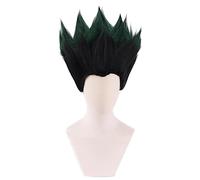 MANUKS Perruque Anime Cosplay pour Gon Freecss,Black Gradient Green Short Halloween Costume Cosplay Perruque,pour Fête Carnaval Noël