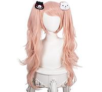 MANUKS Perruque Anime Cosplay pour Junko Enoshima Perruque,Pink Lolita Long Perruque Cheveux synthétiques,Halloween Costume Cosplay,pour Fête Carnaval Noël