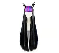 MANUKS Perruque Anime Cosplay pour Mioda Ibuki Perruque,Long Straight Black Pink and Blue Perruque Cheveux synthétiques,Halloween Costume Cosplay,pour Fête Carnaval Noël