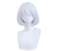 MANUKS Perruque Anime Cosplay pour Nemu Aohitsugi Perruque,Short Silver White Perruque Cheveux synthétiques,Halloween Costume Cosplay,pour Fête Carnaval Noël